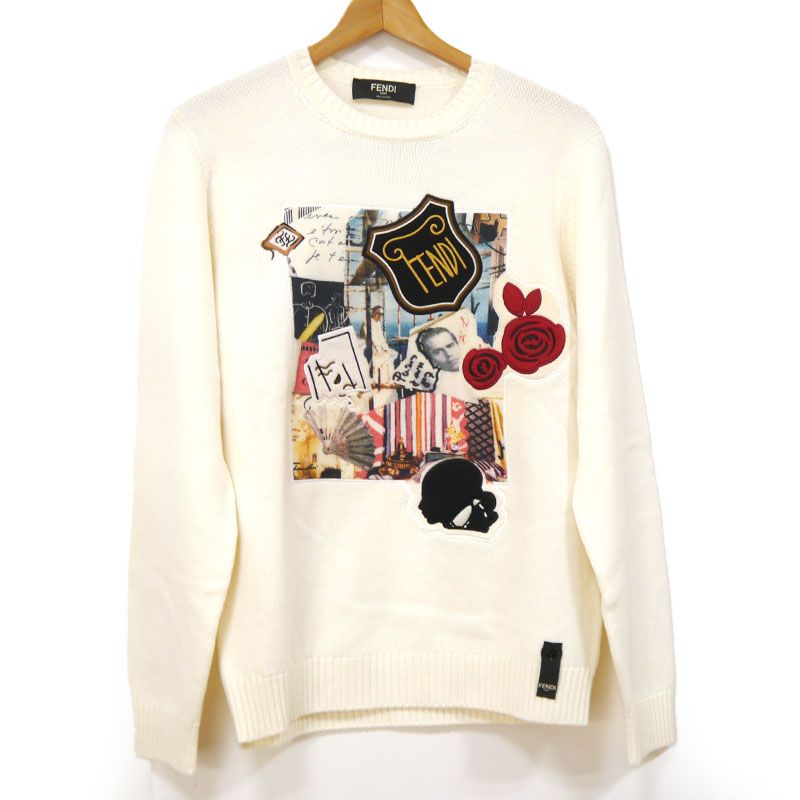 Fendi Wool Sweater Knit White Karl Lagerfeld Collaboration