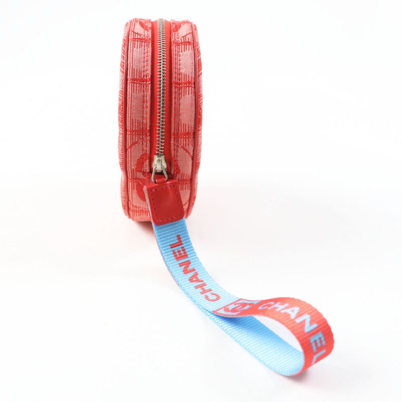 CHANEL 6859809 New Travel Line Nylon Round Shape Round Pouch Red With Box Made