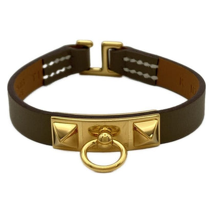 Hermes Bracelet - Leather Gray Gold Hardware