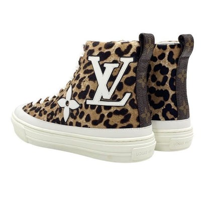 Louis Vuitton Stellar Line Sneakers Shoes Harako Leather Brown White Unused