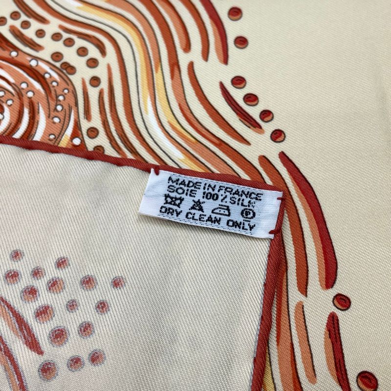 Hermes Carre 90 LES Rivieres DE Babel River Of Babel Scarf 100% Silk Beige