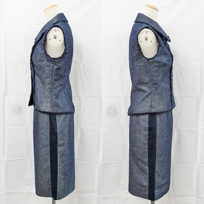 Chanel Setup Vest Gilet 38 Skirt 36 Denim Cotton Apparel Clothes Ladies