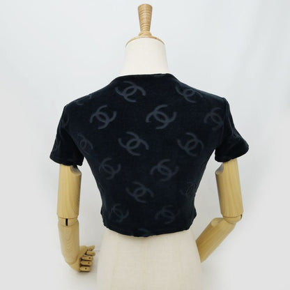 Chanel Coco Mark Velor Chibi T-shirt Black 40 96P Short Sleeve T-shirt