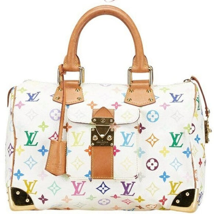 Louis Vuitton Multicolor Speedy 30 Monogram Sac Hand Bag White Gold