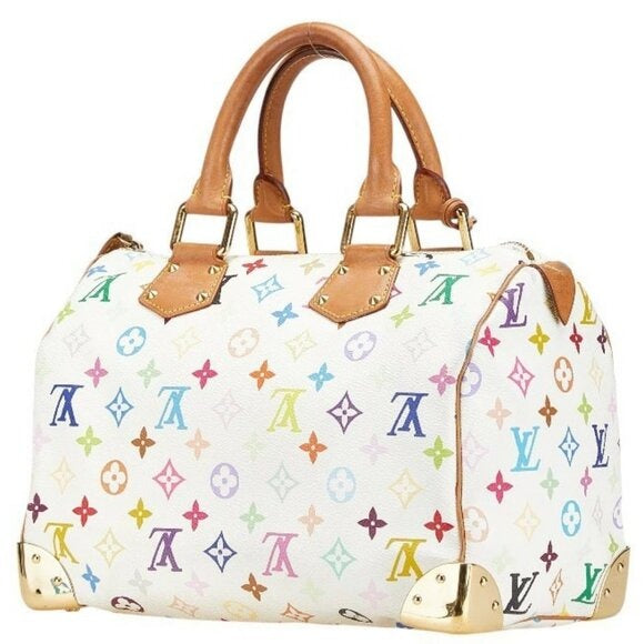 Louis Vuitton Multicolor Speedy 30 Monogram Sac Hand Bag White Gold