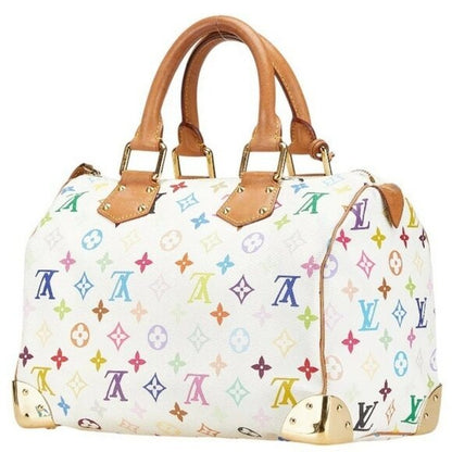 Louis Vuitton Multicolor Speedy 30 Monogram Sac Hand Bag White Gold