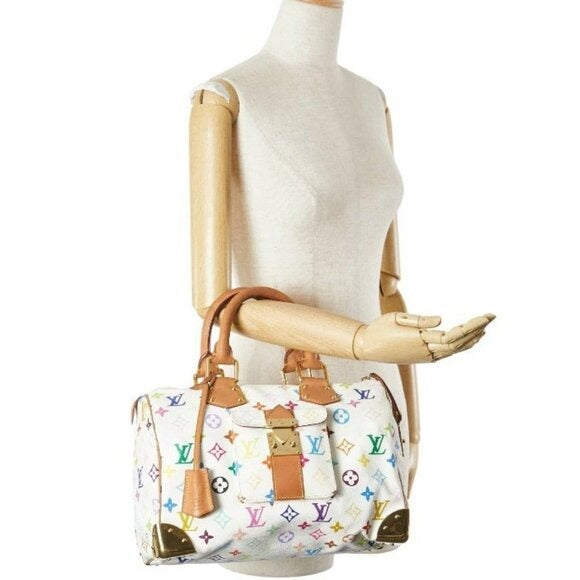 Louis Vuitton Multicolor Speedy 30 Monogram Sac Hand Bag White Gold