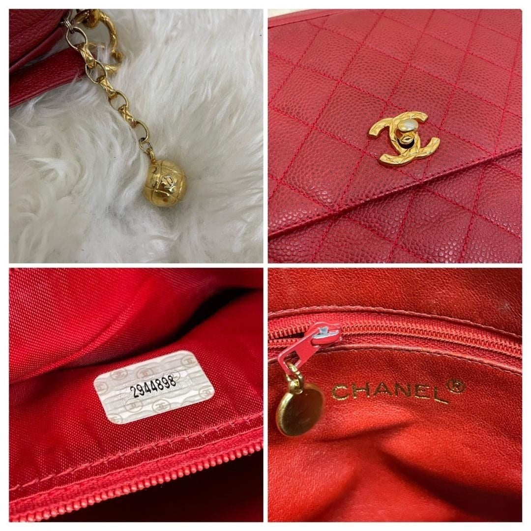 CHANEL Classic Timeless Caviar Red Crossbody Leather Tote Bag CC