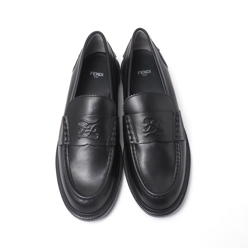 Fendi Loafers Size 40 Double F Zucca Logo Leather Shoes 20251027