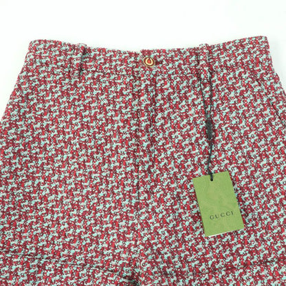 Gucci 691396 Tweed Shorts With Horseshoe Buttons Red Greenish 42 Made In Italy