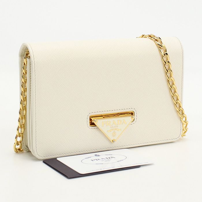 Prada 1bp006 Chain Wallet Saffiano LUX Saffiano Leather Women