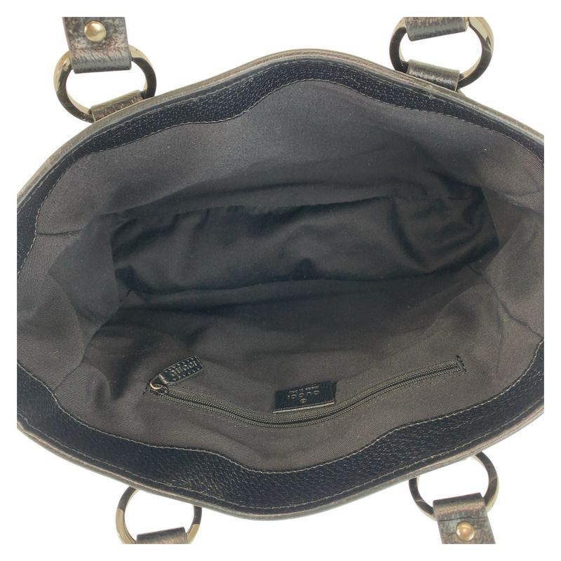 Gucci Black Silver Hardware GG Canvas/leather 113019 Tote Bag Shoulder Bag