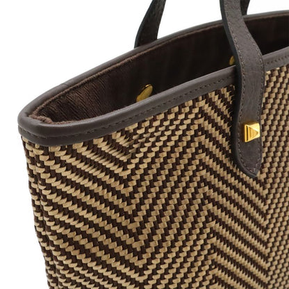 Hermes Hippo Chennai PM Tote Handbag Leather Braided Dark Brown Gold Hardware