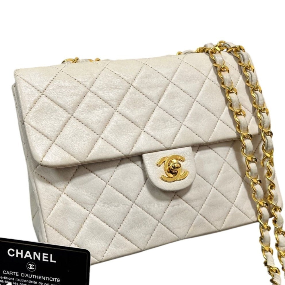 CHANEL 24K Timeless Classic Vintage Small Single Flap Bag Chain Purse