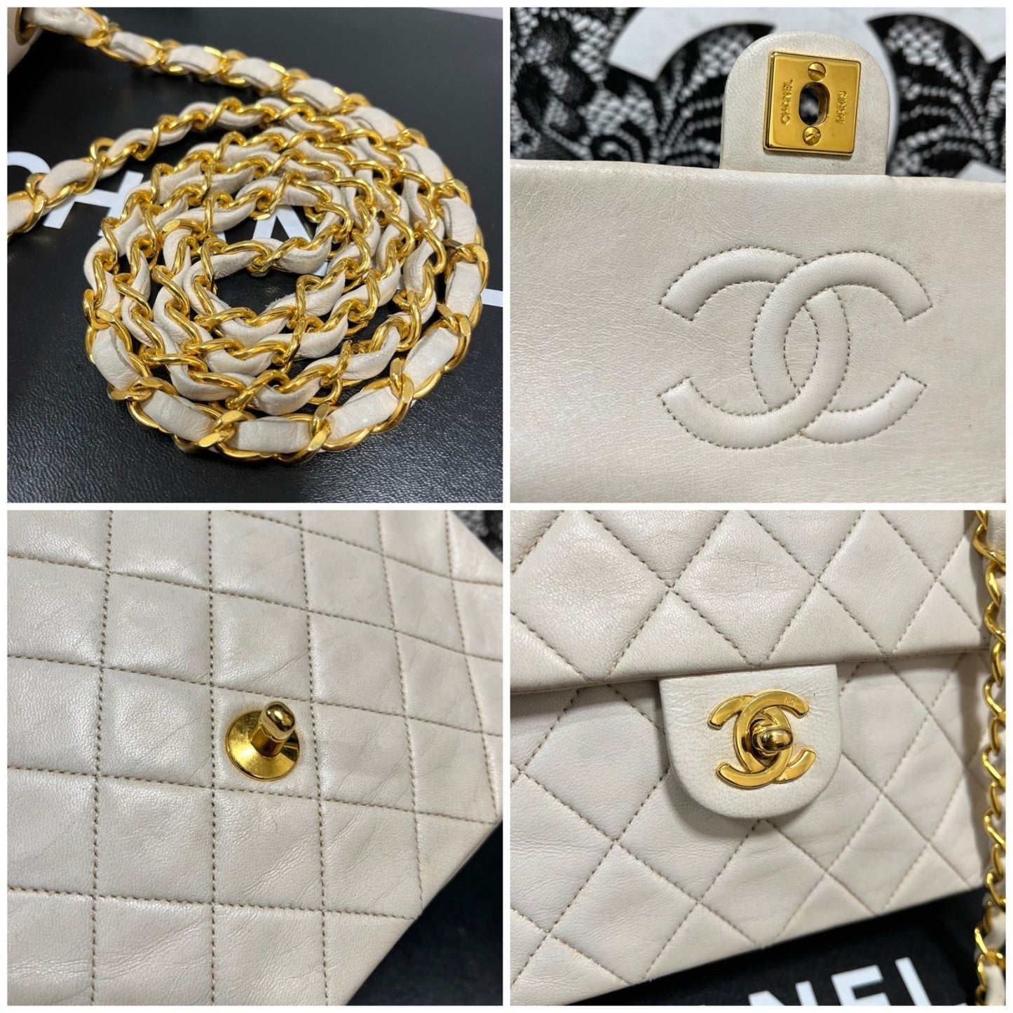 CHANEL 24K Timeless Classic Vintage Small Single Flap Bag Chain Purse