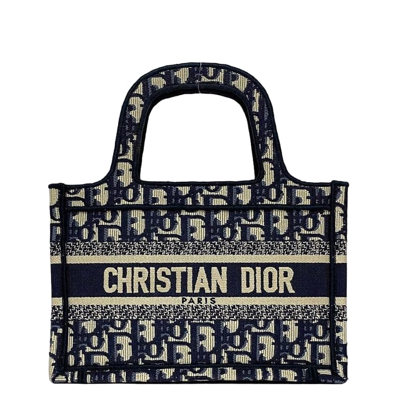 Christian Dior Handbag Book Tote Mini Navy Blue