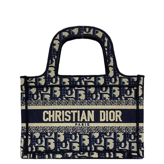 Christian Dior Handbag Book Tote Mini Navy Blue