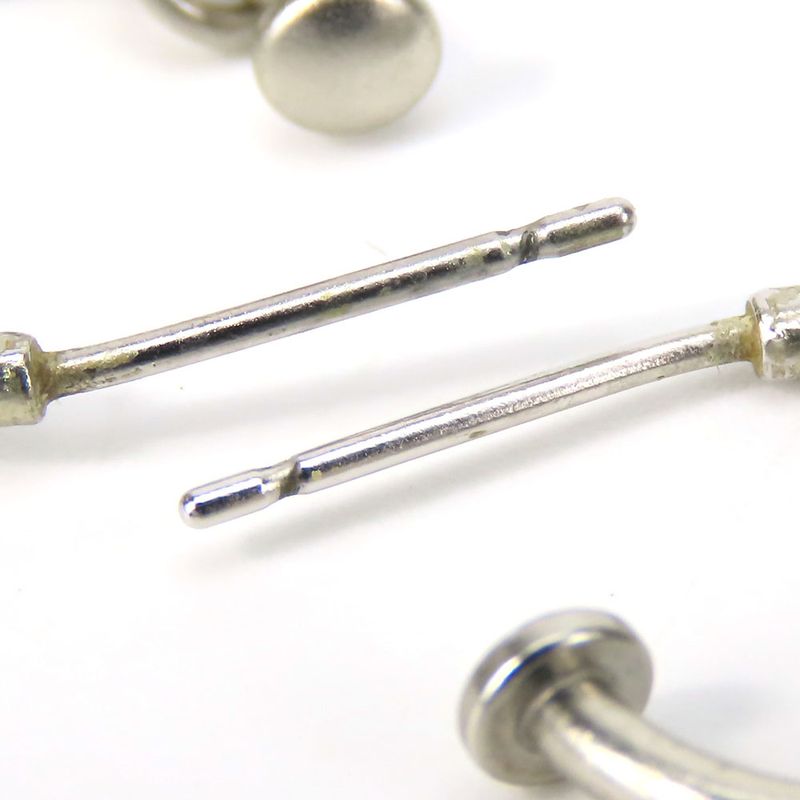 Chanel Earrings Coco Mark Metal White Silver Hardware Accessories Plated Half