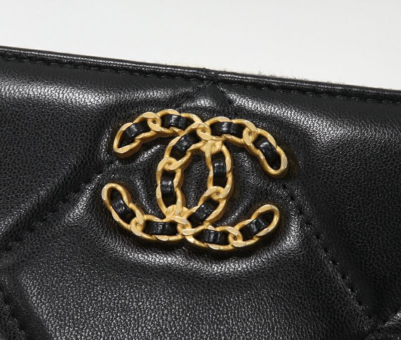 Chanel Round Zipper Wallet With Coin Purse Coin Case Chanel 19 Line Lambskin