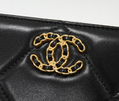 Chanel Round Zipper Wallet With Coin Purse Coin Case Chanel 19 Line Lambskin