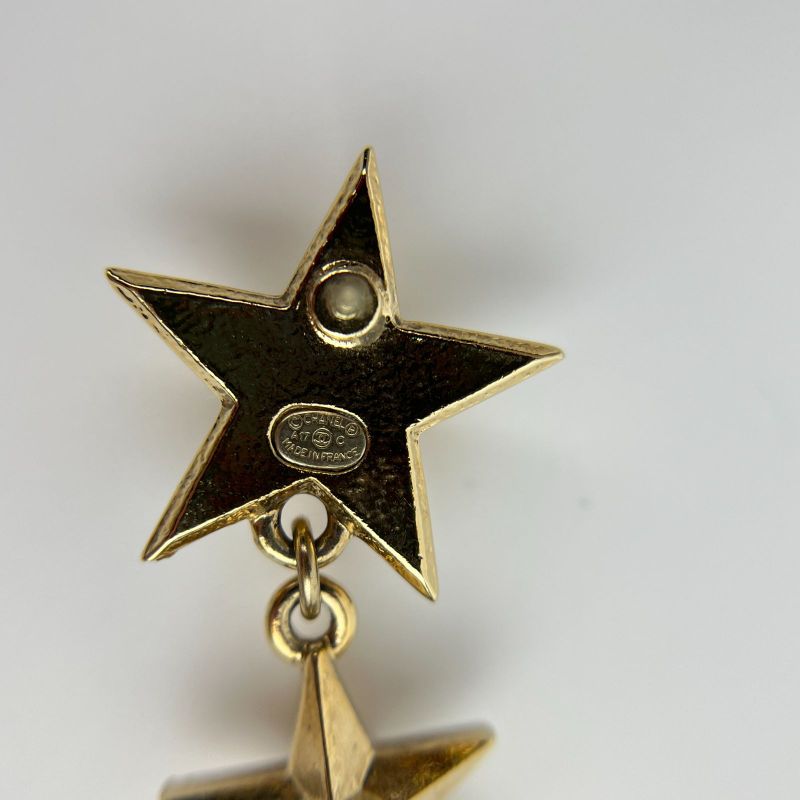 Chanel Coco Mark Accessories Earrings Star Motif Gold A17C Vintage Ladies