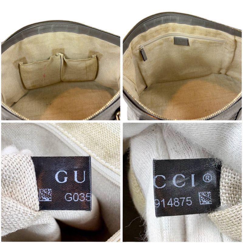 Gucci Micro Shimmer Leather Mini Tote Bag Shoulder Bag 2WAY Light Gray Leather