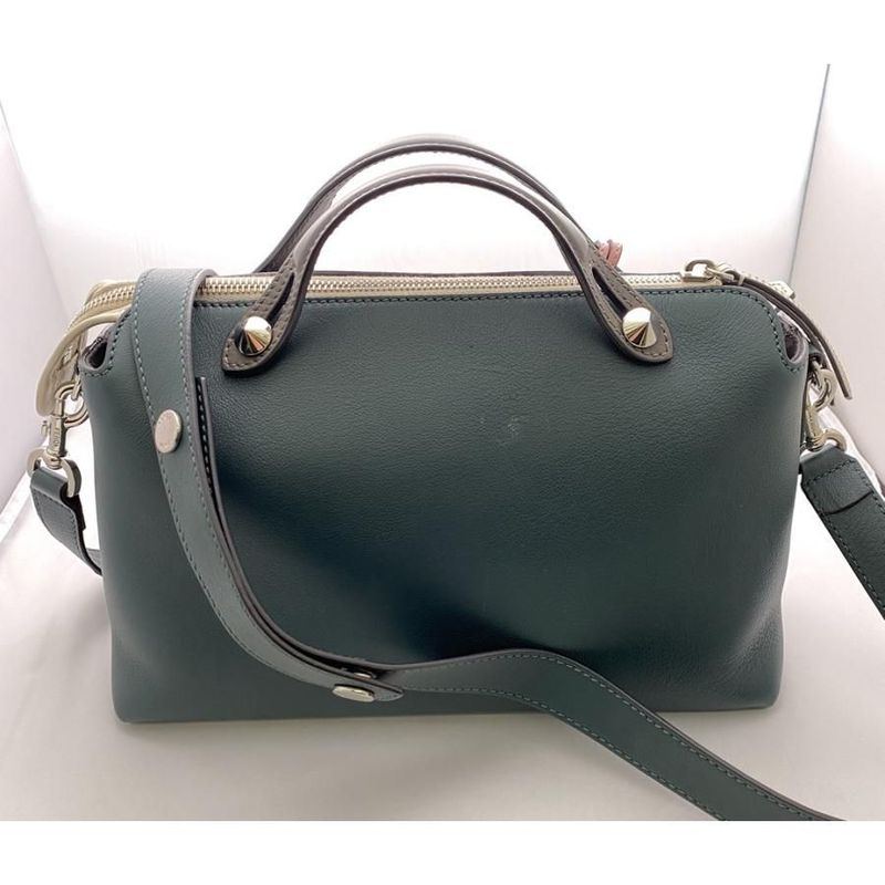 Fendi by the Way Medium 2-Way Handbag 8bl124 Leather Green Beige Multicolor