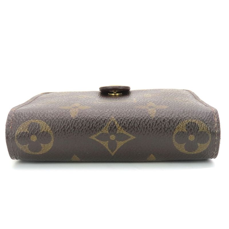 Louis Vuitton Bifold Wallet Compact Zip M61667 Monogram Brown Gold Hardware