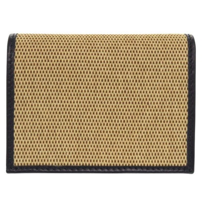 Gucci Horsebit 621887 Canvas Leather Beige Navy Bifold Wallet 0860 Gucci