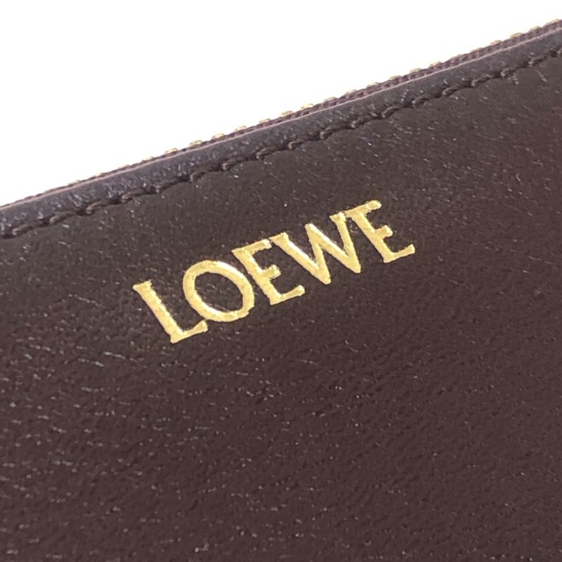 Loewe Coin Case Logo Leather Burgundy