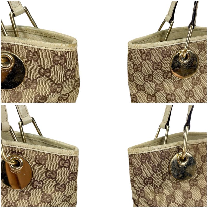 Gucci Mini Tote Bag Beige White GG Canvas GG Pattern Shoulder