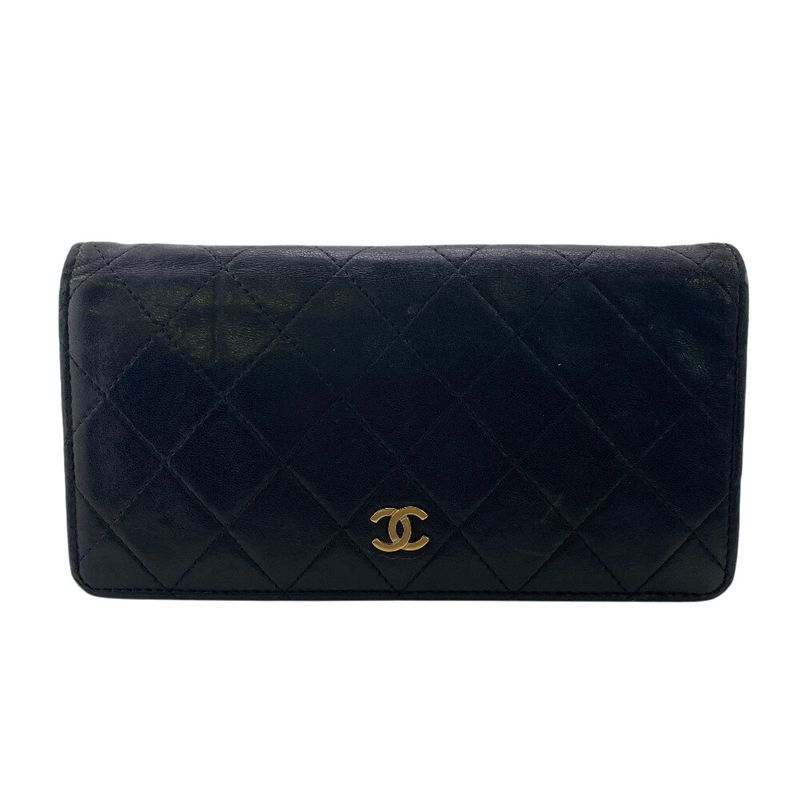 Chanel Matelasse Long Wallet Long Wallet Branded Card Holder Coin Purse Black