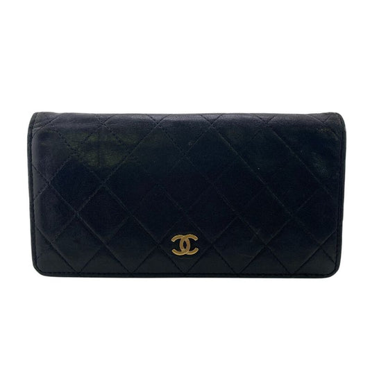 Chanel Matelasse Long Wallet Long Wallet Branded Card Holder Coin Purse Black
