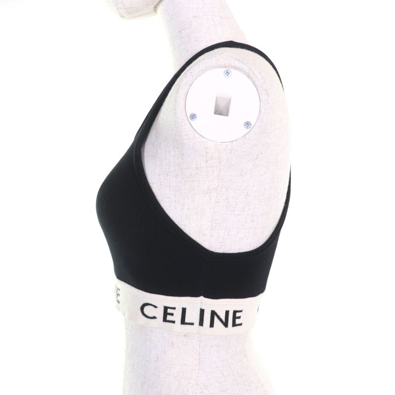 Celine 2a68l372n Athlete Bra / Mesh Logo Design Top Black / Cream S Made In