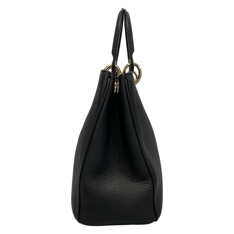 Dior/christian Dior Tote Bag Diorissimo Black Leather