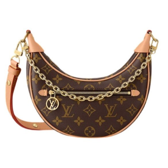 Louis Vuitton Monogram Loop Handbag Shoulder Bag Half Moon Brown Tan