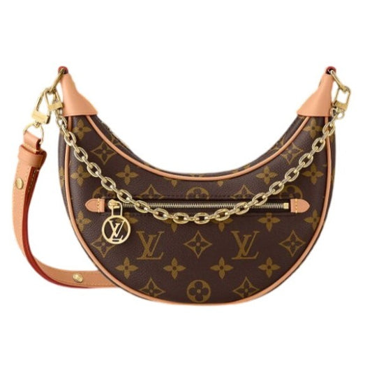 Louis Vuitton Monogram Loop Handbag Shoulder Bag Half Moon Brown Tan