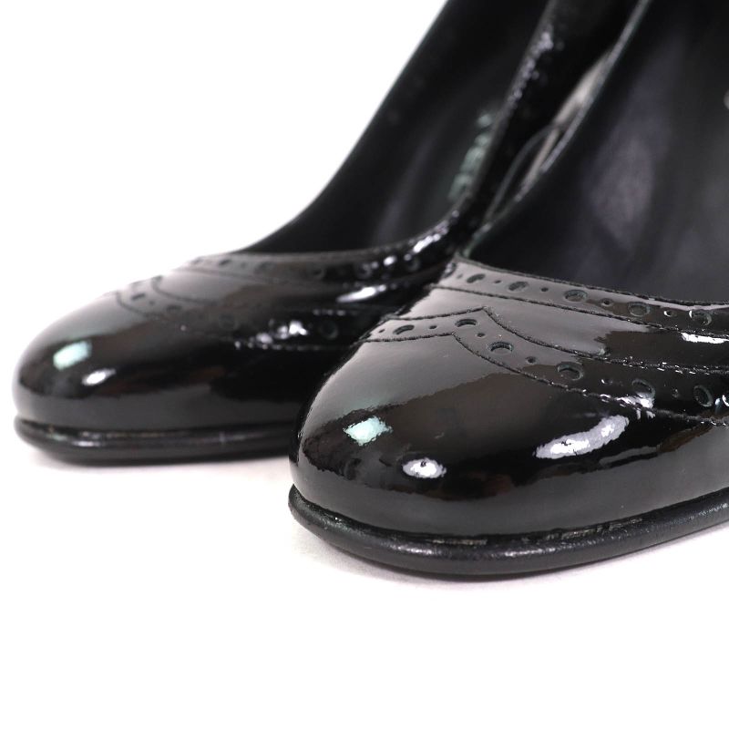CHANEL G31216 Patent Leather Perforated Wedge Sole Pumps Black 36.5 Storage
