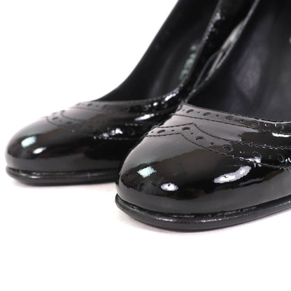 CHANEL G31216 Patent Leather Perforated Wedge Sole Pumps Black 36.5 Storage