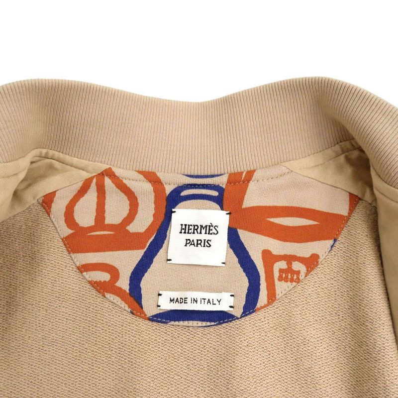 Hermes Fantasie D'etriers Size 36 Cotton Beige Orange Blue Blouson Jacket 0701