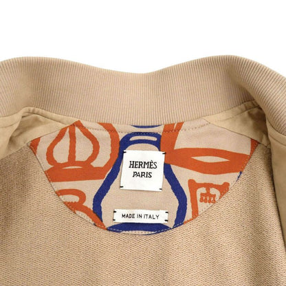 Hermes Fantasie D'etriers Size 36 Cotton Beige Orange Blue Blouson Jacket 0701