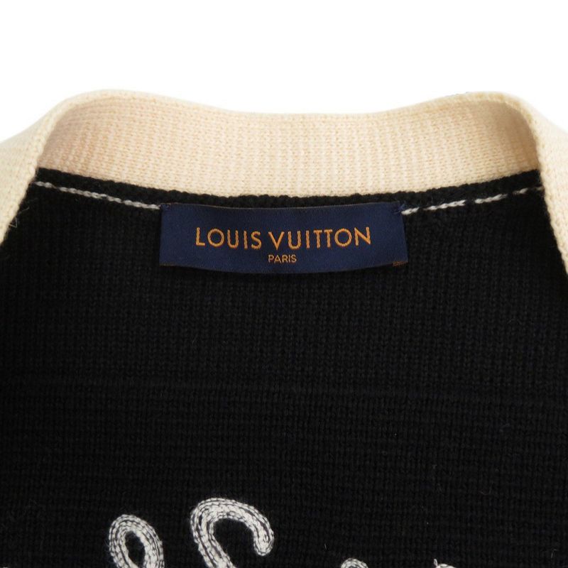 Louis Vuitton Badge Wool Size 4L Black Knitted Cardigan Black LV 0906 Louis