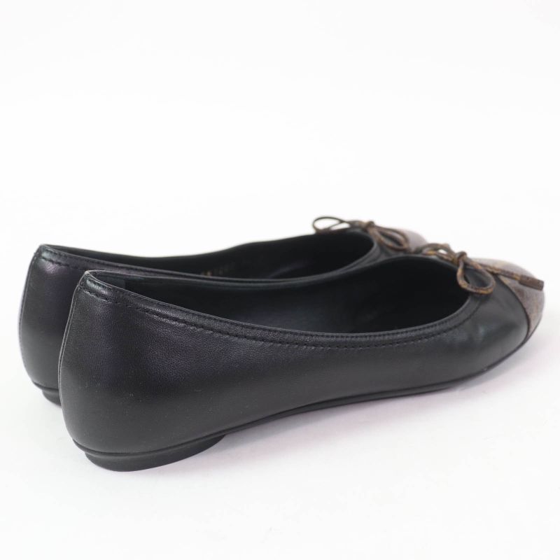 Louis Vuitton 2022 Popi Line Monogram Leather Ballet Shoes Black 36 Storage