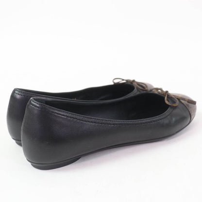 Louis Vuitton 2022 Popi Line Monogram Leather Ballet Shoes Black 36 Storage