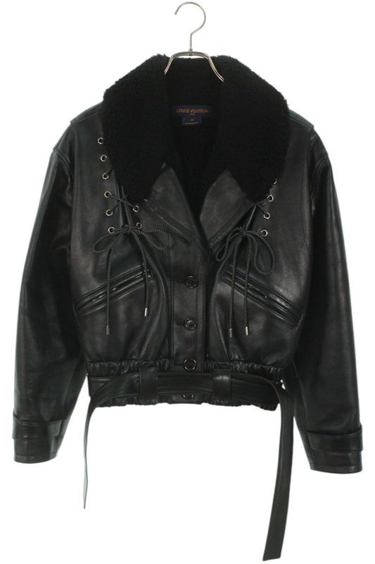 Louis Vuitton 20AW Fjlj85yri Belted Boa Liner Leather Jacket Women 34