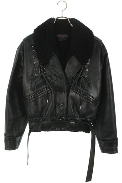 Louis Vuitton 20AW Fjlj85yri Belted Boa Liner Leather Jacket Women 34