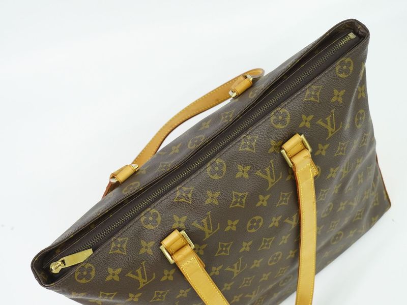 Authentic Louis Vuitton LV Cabas Mezzo Monogram Shoulder Bag Tote Bag Brown