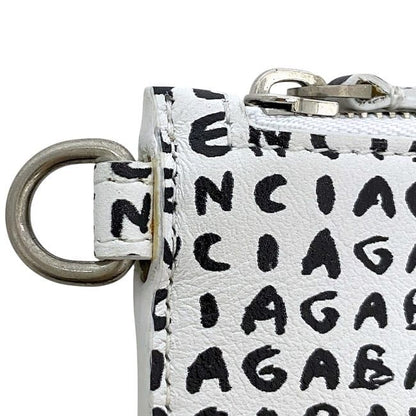 Balenciaga Card Case White Black 594548 Excellent Condition Leather