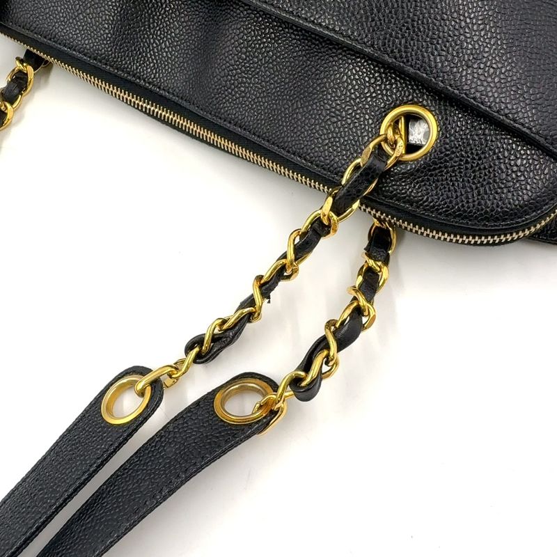 Chanel Triple Coco Mark Serial No 4 Series Chain Shoulder Bag Caviar Skin Black