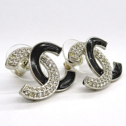 Chanel Earrings Coco Mark A24V Rhinestone Metal SV Accessories -